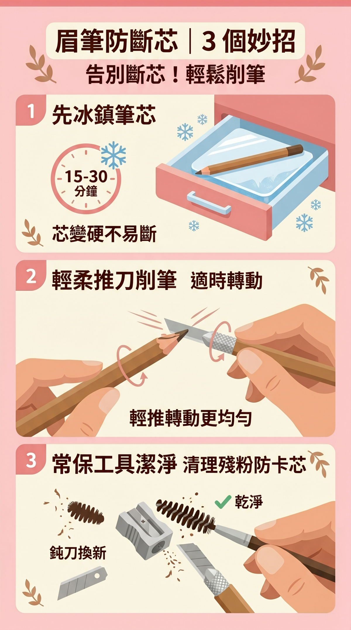 眉笔怎么削：削笔方法与笔尖形状
